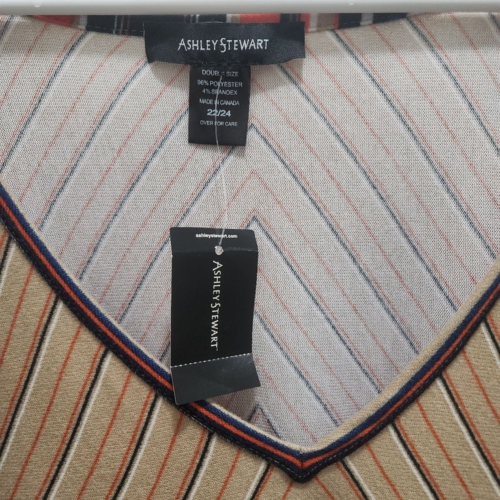 ASHLEY STEWART Diagonal Multicolored Striped Sweater Dress Belted Size 22/24 NEW - Picture 2 of 4